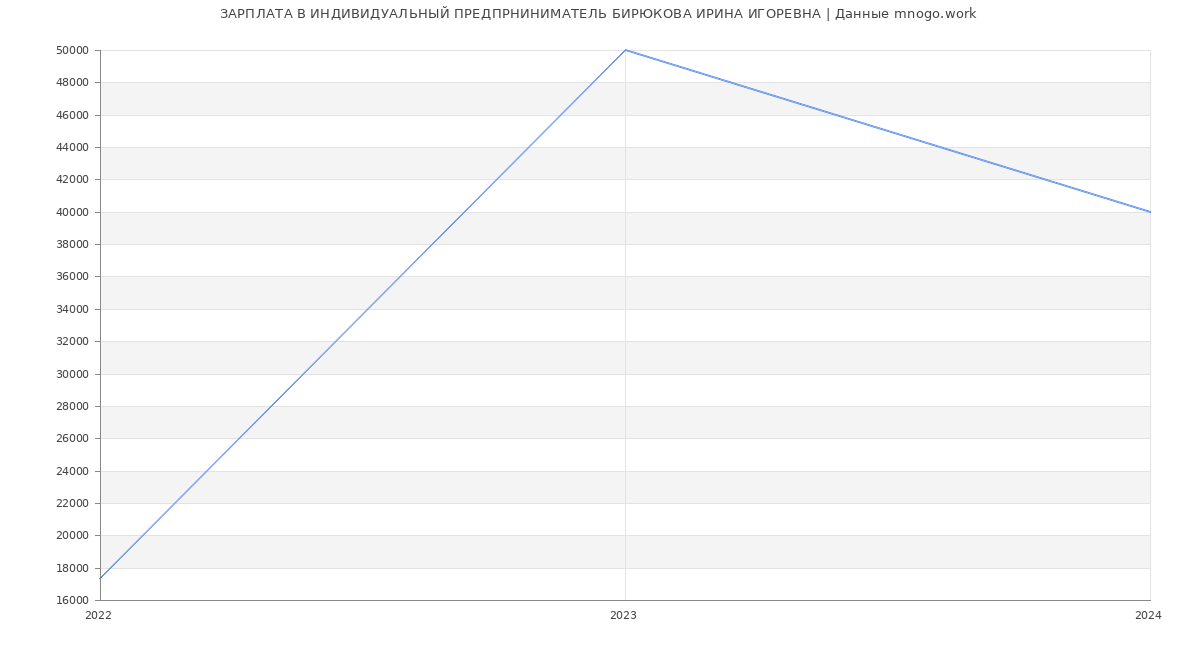 Статистика зарплат ИНДИВИДУАЛЬНЫЙ ПРЕДПРНИНИМАТЕЛЬ БИРЮКОВА ИРИНА ИГОРЕВНА